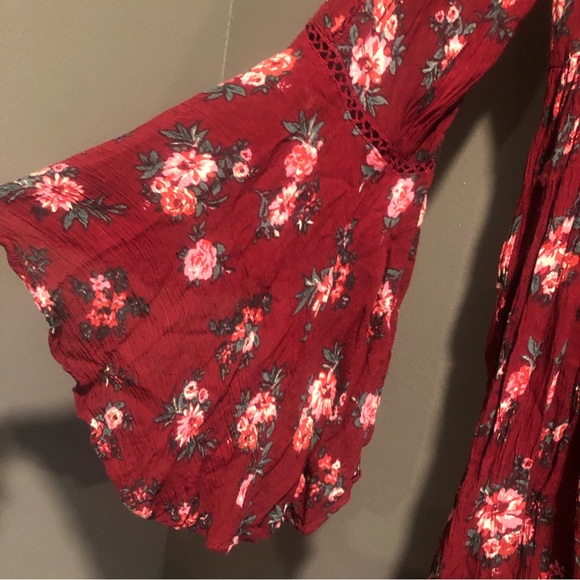 En Creme 100% Rayon Floral Flare Sleeves Mini Dress Large - Picture 4 of 7